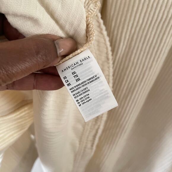 American Eagle Corduroy Shacket Womens XXL Cream Button Up Normcore Casual Cozy - Picture 5 of 11